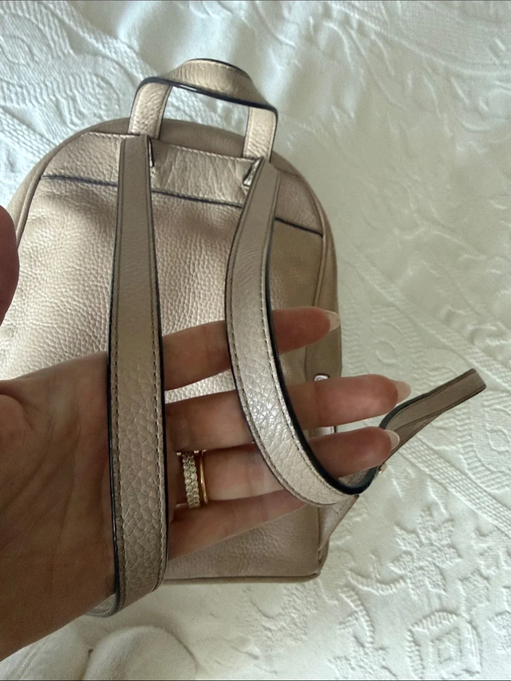 Michael Kors Mauve Taupe Pebbled Leather Backpack